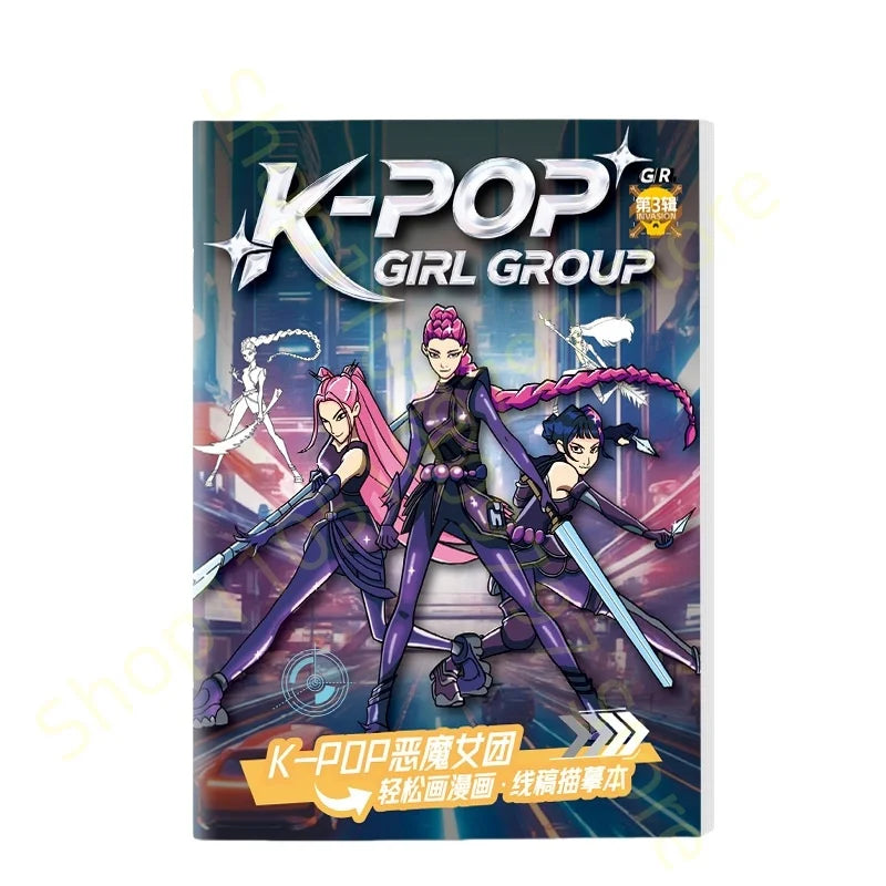 Book Coloring Kpop Demon Hunters Anime Sketches Rumi Mira Zoey Cute Line Drawings Back to School 2025 Gift