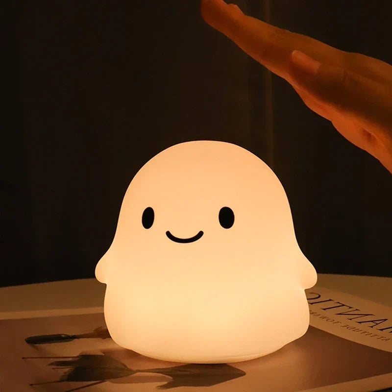 Halloween Night Light Silicone Cute Ghost Duck Pumpkin Lamp Halloween 2025 Nursery Battery-Powered Kid Safe Gift