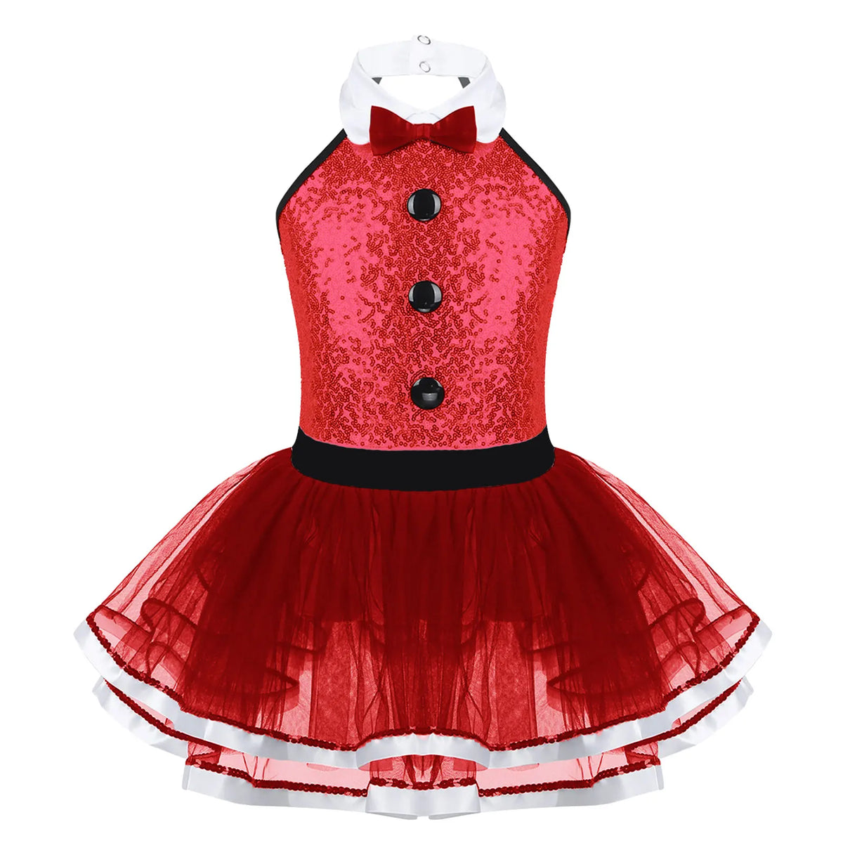 Light girls' leotard - sequined skirted tutu, polyester, for ballet and dance performances