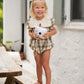 Plaid Grid, Floral, 100% Cotton, Summer Casual Wear – Plush Unisex Kids’ Matching Outfits