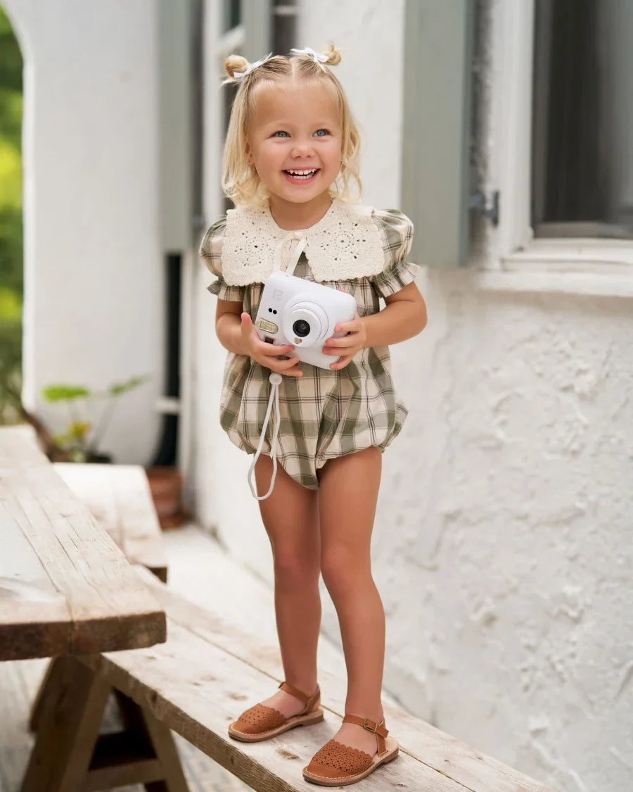 Plaid Grid, Floral, 100% Cotton, Summer Casual Wear – Plush Unisex Kids’ Matching Outfits