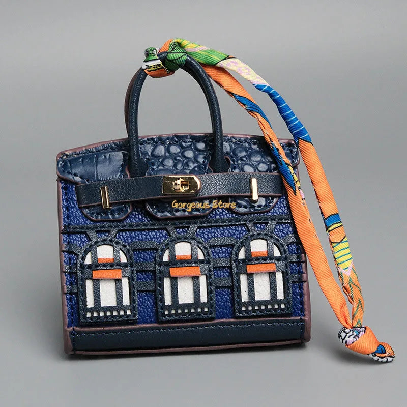 Inspired Birkin Mini Hand Bag - Platinum Bag Charm