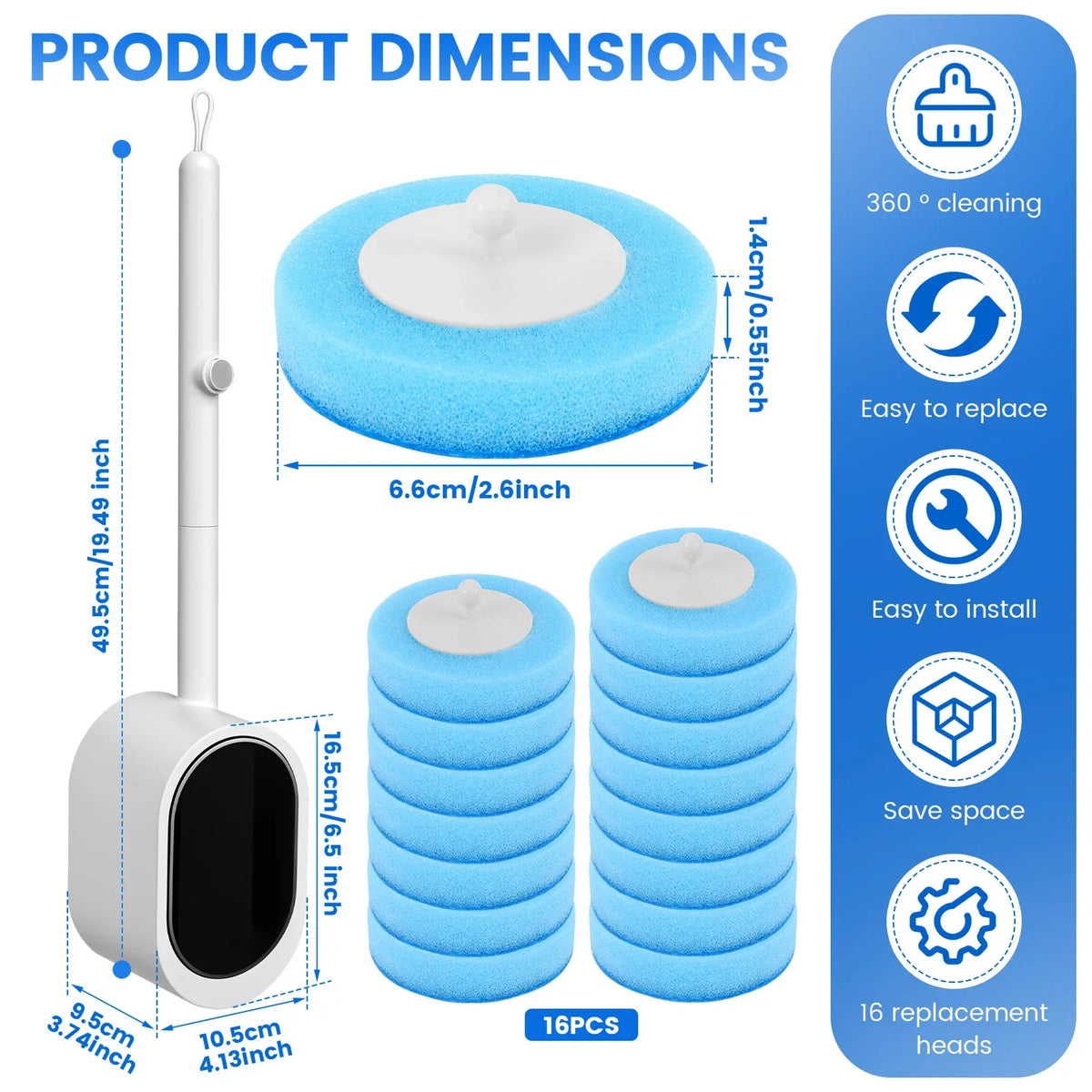 Disposable2026 Edition Toilet Brush Kit Wall Mounted Long Handle Hygienic Bathroom Cleaning Kit With 16 Refill Heads Fall