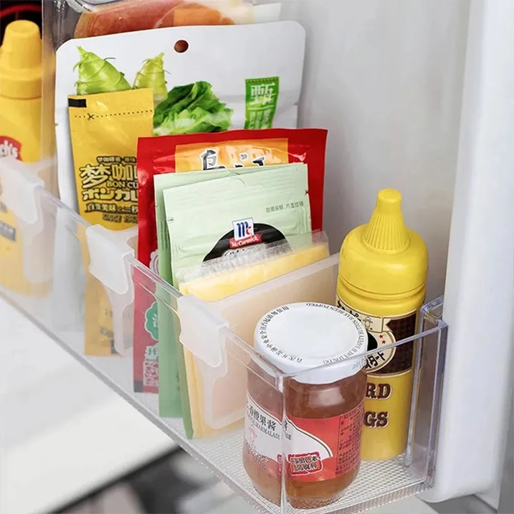 Refrigerator Storage Partition Board 4Pcs - Retractable Plastic Divider Household Organizers for Kitchen