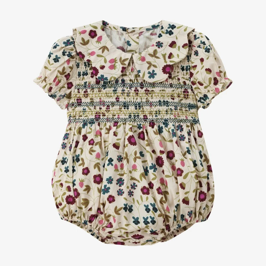 Floral Print, Cotton, For Family Matching Outfits, Summer Events – Plush Girls' Smocking Dress