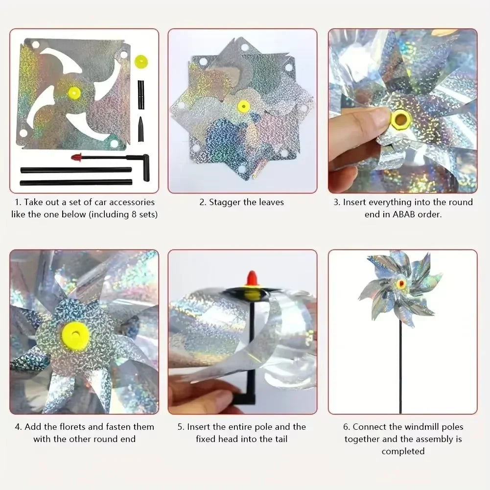 Repeller Bird Reflective Windmill Pinwheels 5 Pack Garden Deterrents For Yard And Orchard Backyard 2026 Eco-Friendly