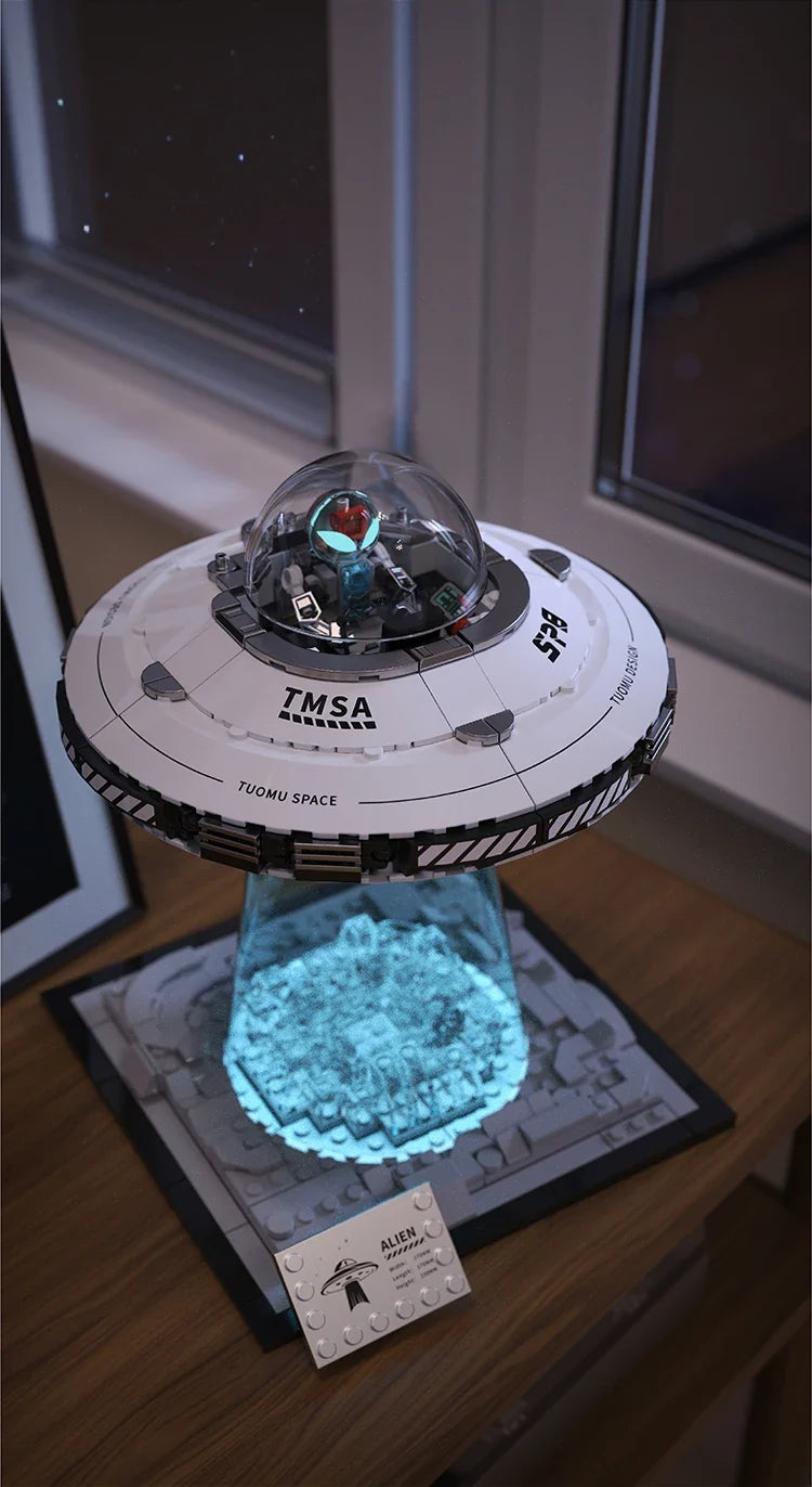 LED Light Up UFO Building Blocks Kit 700 Piece Interlocking STEM Toy Summer 2026 Gift Idea