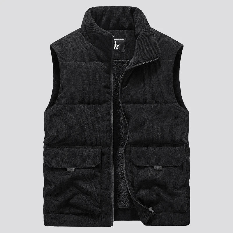 Mens Insulating Fleece Vest - Quilted Corduroy, Casual