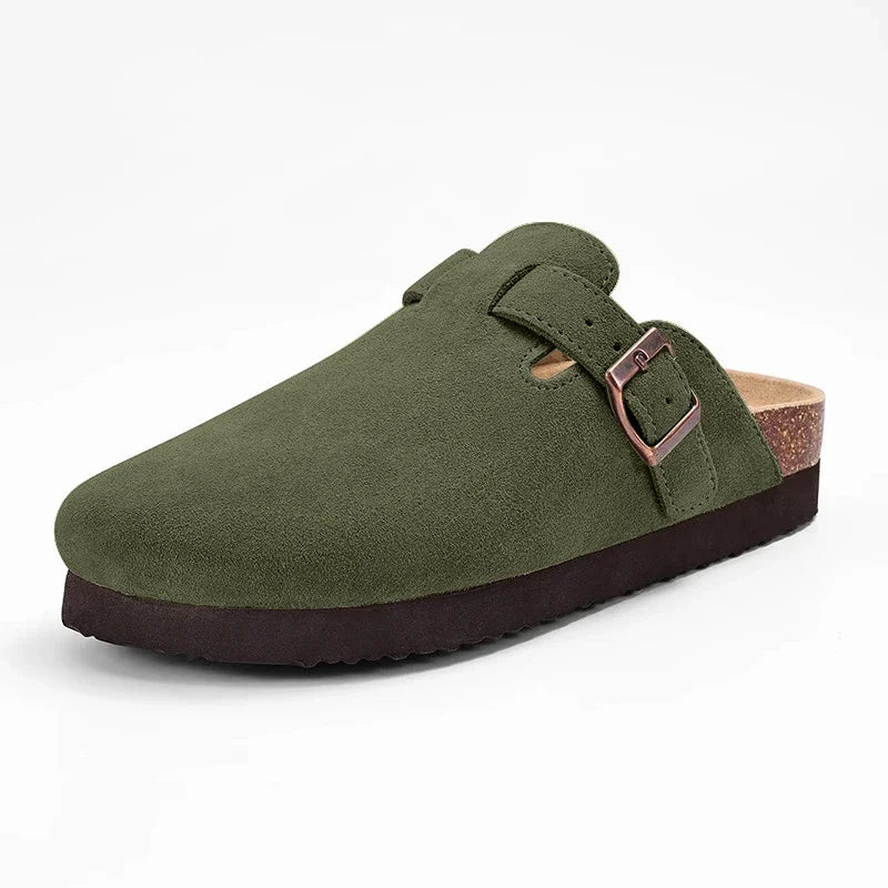 Unisex Suede Footbed Clogs – Comfort Cork Slide Sandals