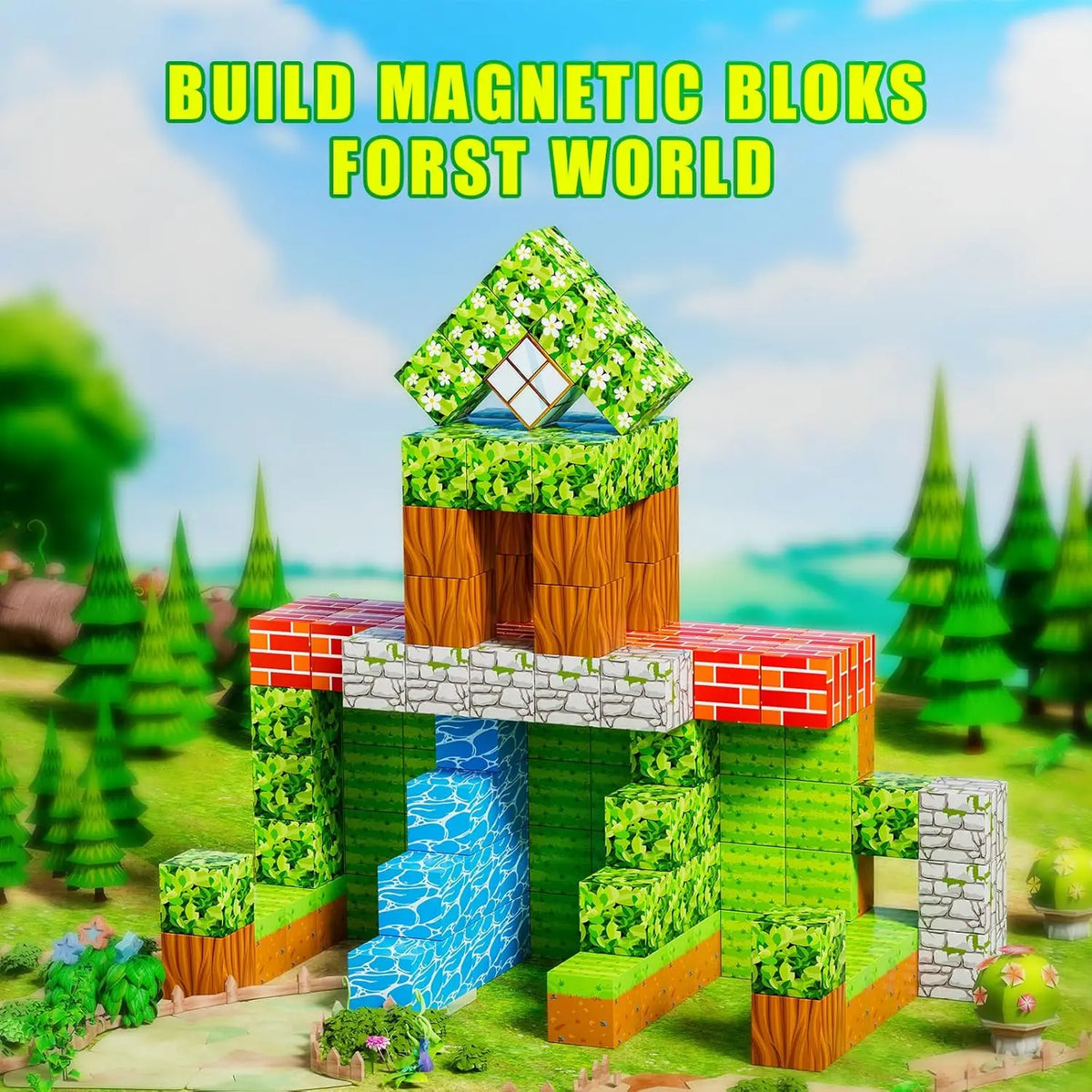 Magnetic Building Blocks Kit for Kids - STEM Montessori Sensory Cubes for Toddlers, Educational Gift for Boys and Girls