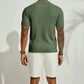 Size Plus Summer Men Knitted Cardigan Shirt, Breathable Short Sleeves Beach Top