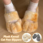 Plush cozy women's slippers - cat-paw design, long-pile plush faux fur, indoor use