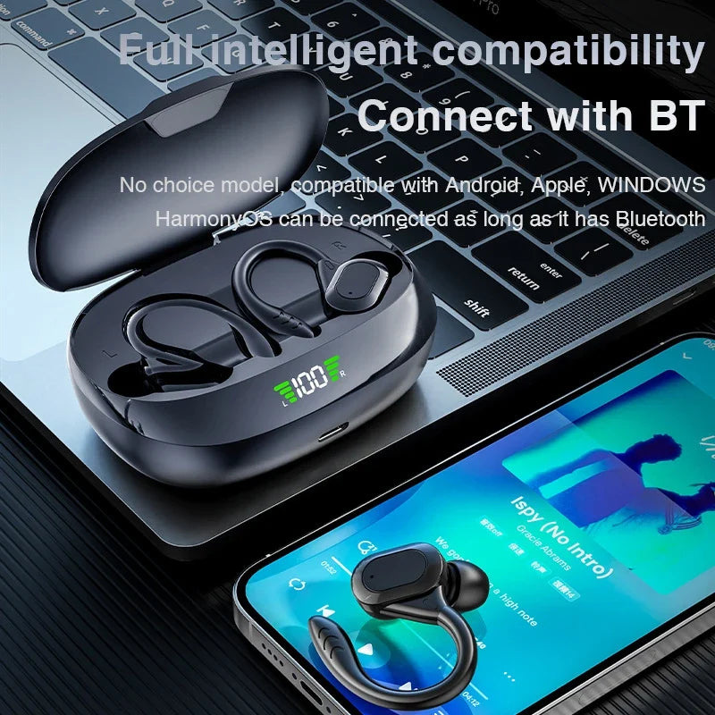 AI Translation Earphones Cordless Ear Hook Bluetooth