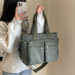 multi-pocket, casual commuter tote, oversized – Relaxed women's corduroy messenger bag