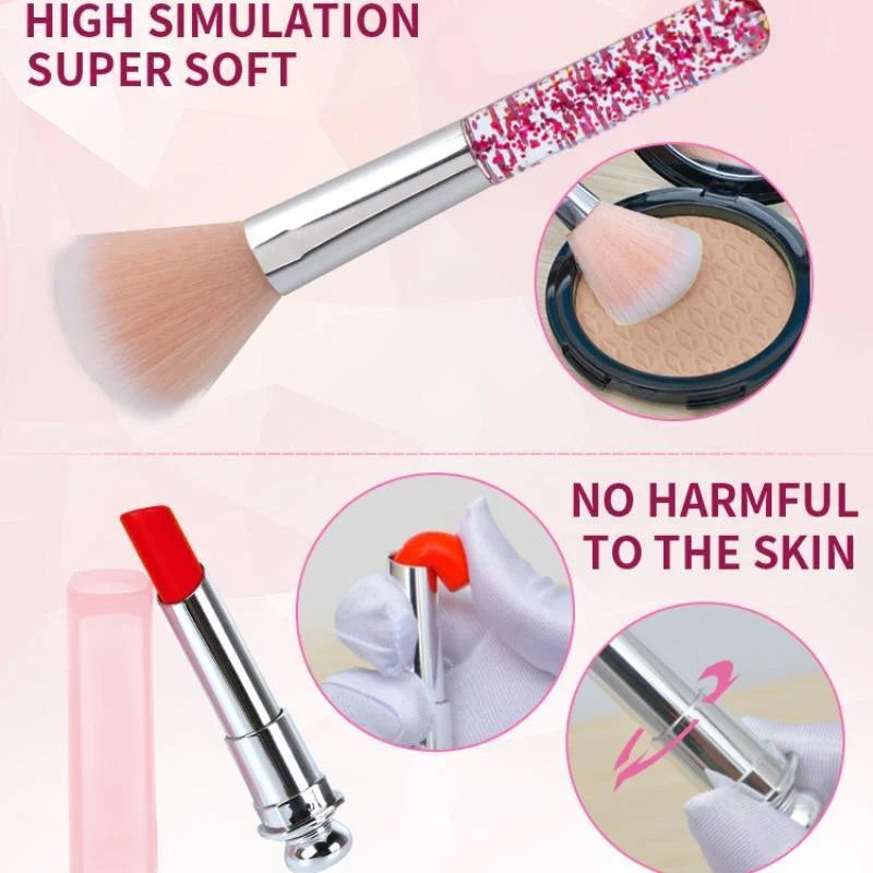 Kids Makeup Kit - Pretend Play Kit With Lipstick Nail Polish Eye Shadow In Leopard Case CE Certified Toy Back To School