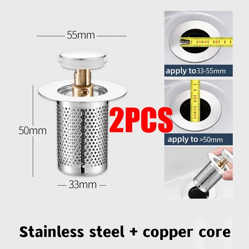 Pop-Up Drain Stopper Basin Hair Catcher Stainless Steel Filter Anti-Odor Fall 2026 Household Upgrade