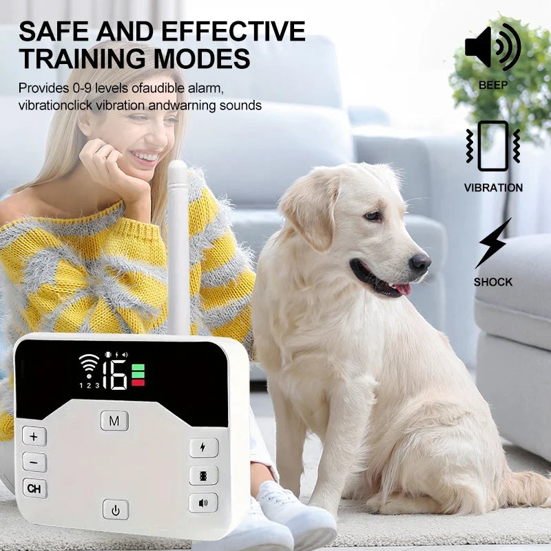 Pets Cordless Electronic Fence - IP65 Water-Resistant Battery-Powered Remote Control Training Collar