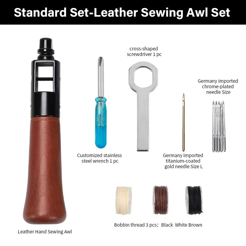 Top-Grade Hand Stitching Awl Tools Kit for DIY Leather Craft and Canvas Repair, Fall 2026 Gift – Leather Sewing Kit