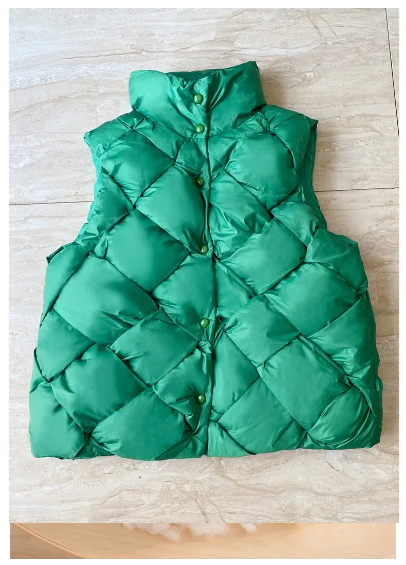 Women Insulating Puffer Vest - Boxy Quilt Polyfill Winter