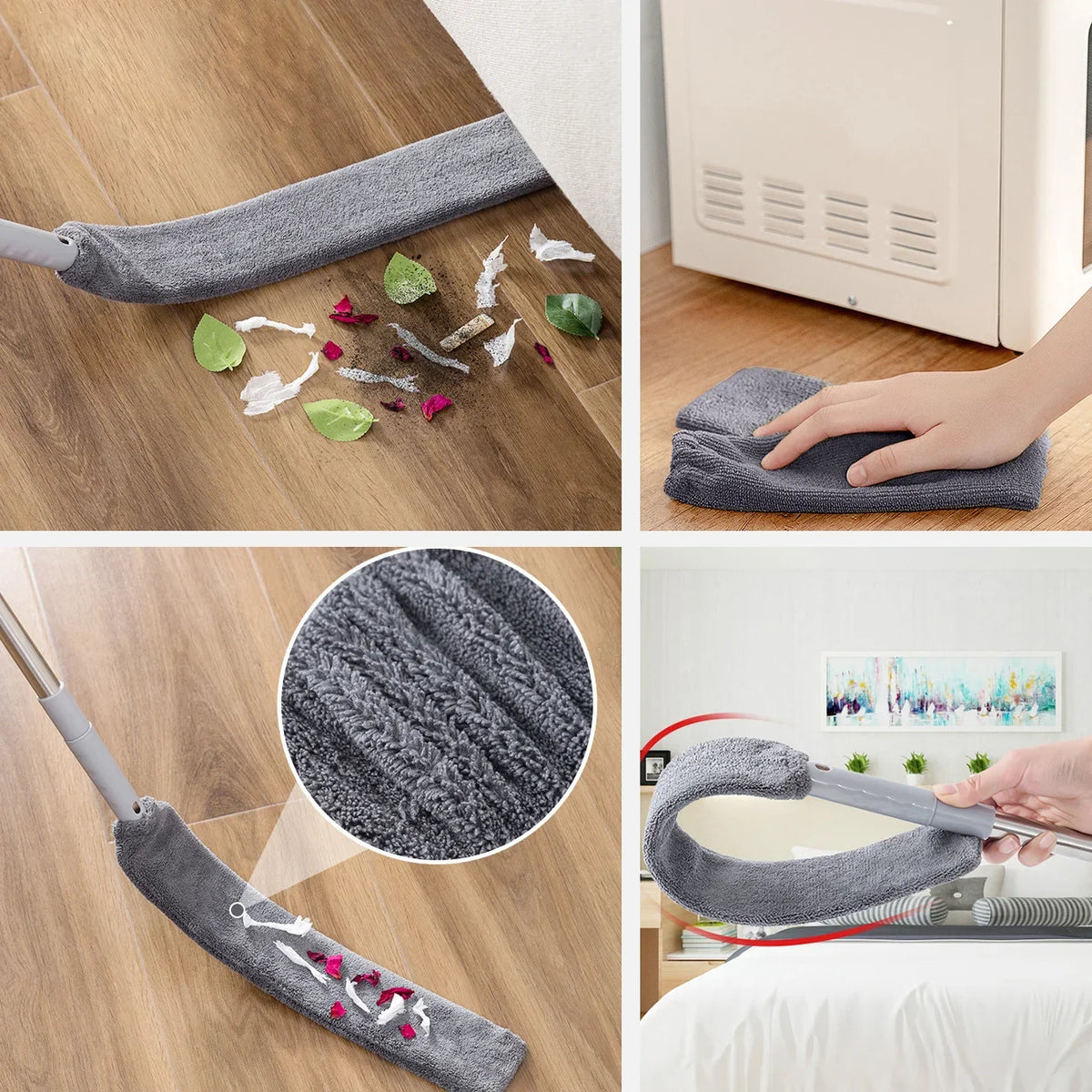 Microfiber Cleaning Device Kit - 4PCS Long Handle Duster & Brushes for Household Cleaning