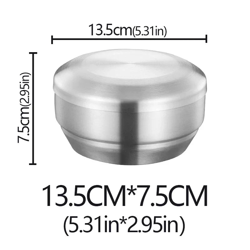 Steel Stainless Double Layer Rice Bowl With Lid Insulated