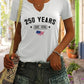 V-neck, short sleeve, patriotic EST.1776 USA print, casual top – Breathable women's t-shirt