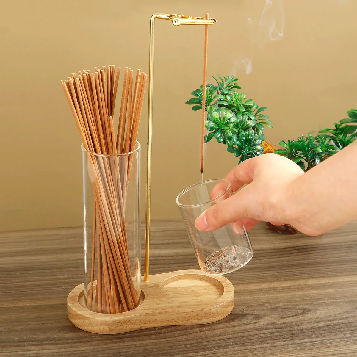 Incense Holder 2 in 1 Glass Ash Catcher Organizer Stand, Fall 2025 Household Decor, Anti Ash Clean Design