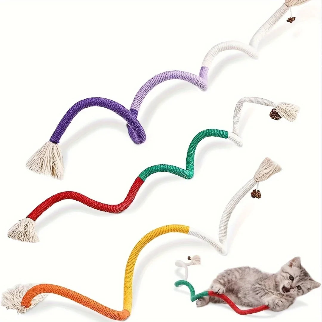 Cat Cotton Chew Toy for Teeth Cleaning - Catnip Rope Teething Toy for Indoor Cats