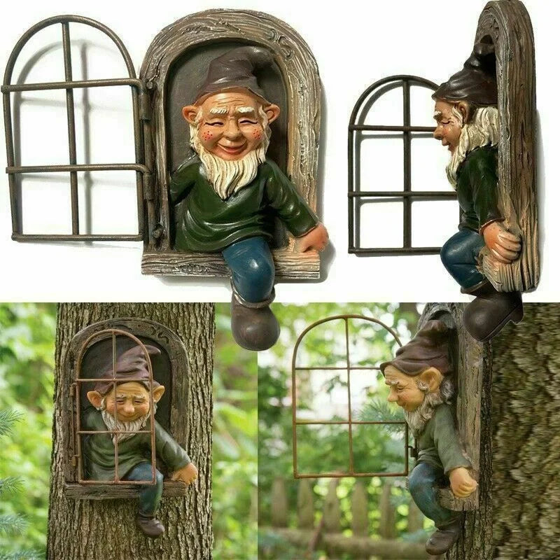 Gnome Garden Resin Statue Naughty Elf Window Hugger Fairy Tale Garden Decor Fall 2026 Gift Idea