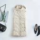 Light Cozy Women Long Puffer Vest - Hooded Down