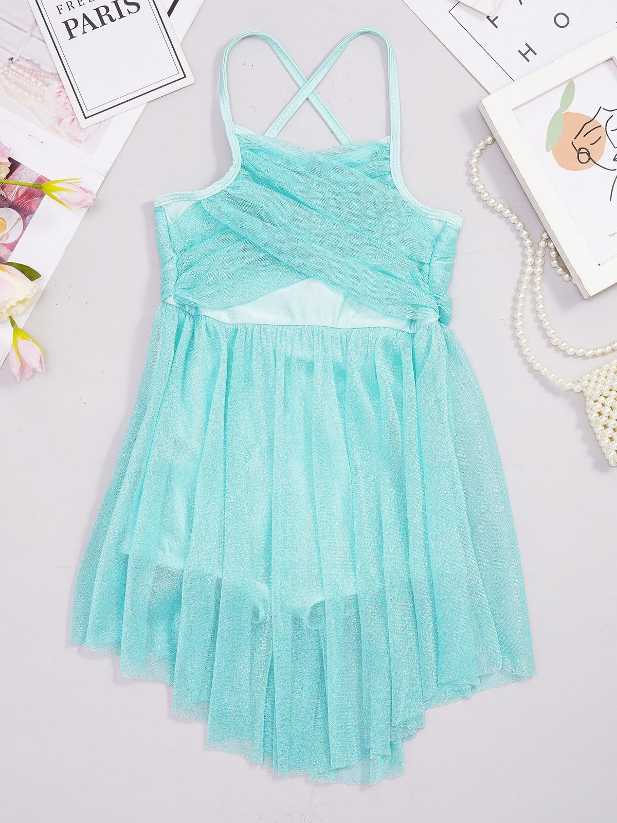 Light Girls' Dance Dress - Flowy, Glittery Mesh, Ballet & Gymnastics Costume
