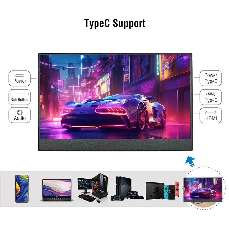Travel-Friendly 15.6 Inch Touch Monitor 1080p HDR Gaming On The Go