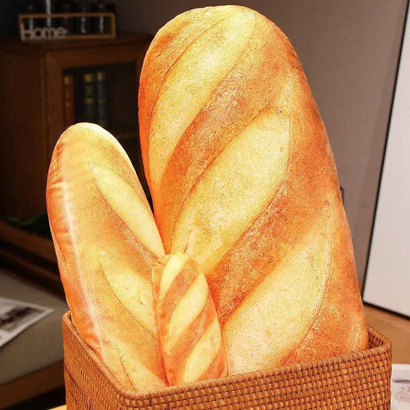 Plush French Bread Pillow - Plush Stuffed Food Decor, Fun Party Prop for Kids, Cozy Sleeping Companion, Unique Room Gift