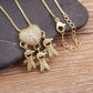 Gold 18k Plated Heart Pendant Necklace for Family with Zirconia Copper Chain