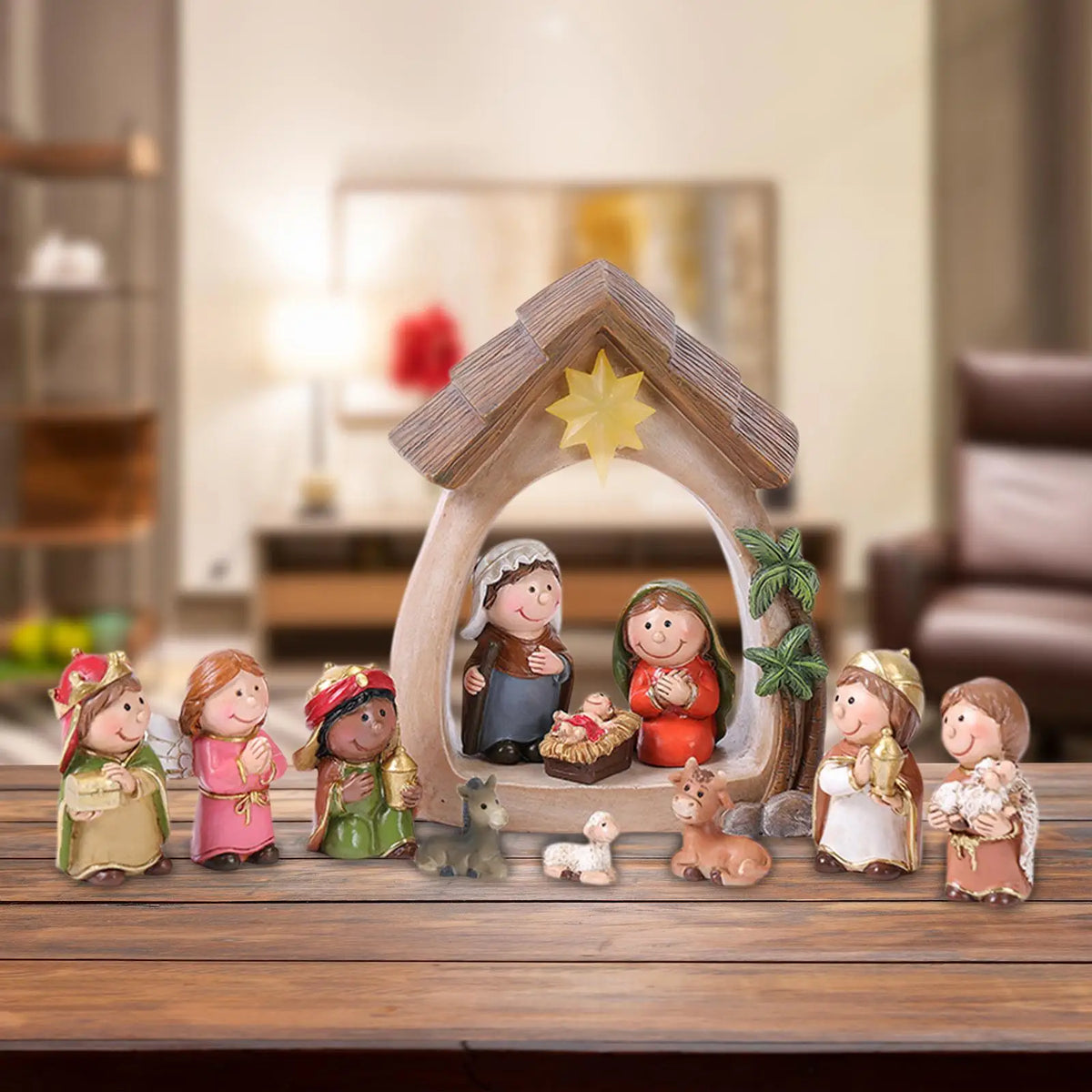 Figurines Nativity 12-Piece Lighted Holy Family Scene For Christmas Tabletop Decor 2025 Trend
