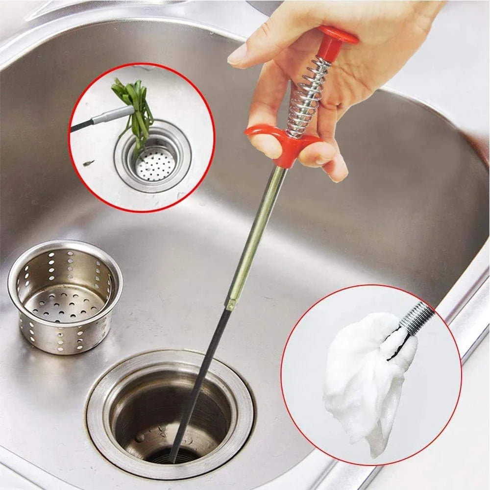 Drain2026 Edition Snake 22.5 Inch Flexible Sink Auger Kitchen Clog Remover Hair Debris Eco Friendly Household Repair Fall