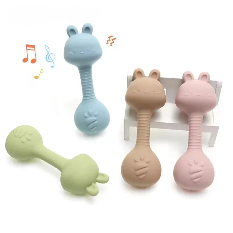 Rabbit Silicone Teether Rattle Newborn Sensory Toys