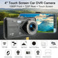 DVR Car Dual Lens DashCam 4" HD 1080P 32 GB Touch Screen Video Recorder