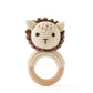 Crochet Wooden Animal Teether Rattle Newborn Sensory Toys