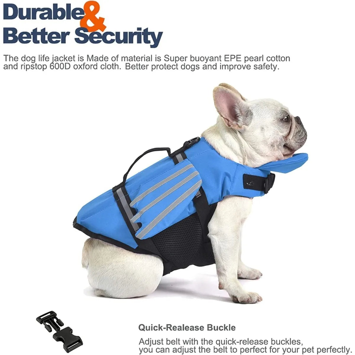 Reflective Flexible Oxford Swimming Vest All Sizes 2026 – Dog Life Jacket with Chin Float & Rescue Handle