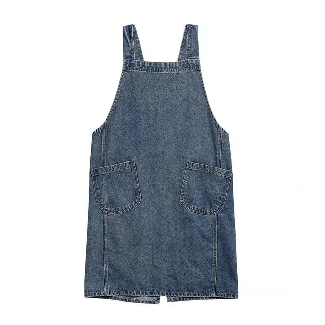 Apron Denim Washed Cotton Canvas Korean Dress Apron Fall 2025 Kitchen Garden Cooking Apron With Pockets