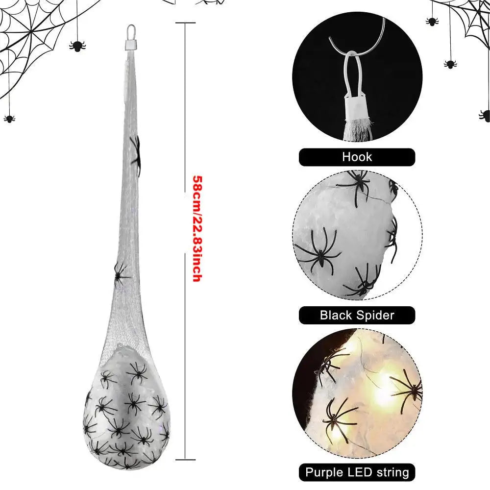 Lights Spider Hanging Egg Sacs - Glowing Halloween Decor 2025 Indoor Outdoor Spooky Party Accent