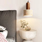Japanese Japandi Pendant Light Wood And Travertine Bedside Lamp