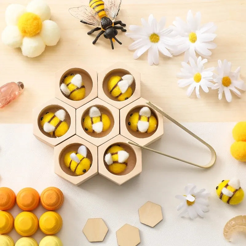 Fine Montessori Motor Toy 0-12 Months Wooden Bee Honeycomb Sensory Game Fall 2025 Development Gift