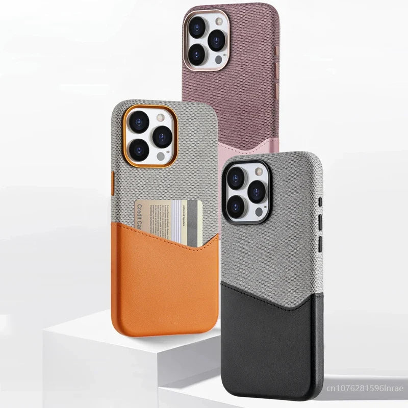 Card Holder MagSafe Leather Phone Case for iPhone 16 15Pro Max Cordless Charging Cover