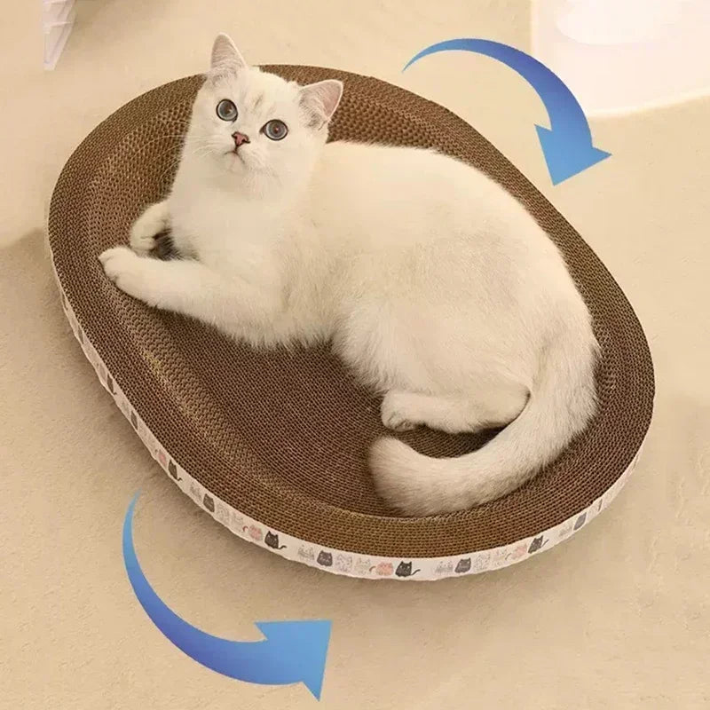 Corrugated 43cm Cat Scratcher - Round Oval Grinding Toy, Wear-Resistant Bed Nest for Cats
