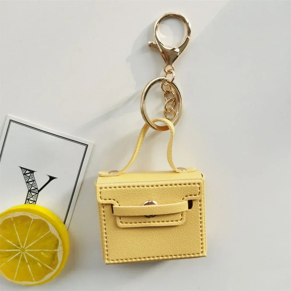 Free 1+1 Birkin Inspired Mini Hand Bag - Solid Color PU Leather Coin Bag Keychain Charm
