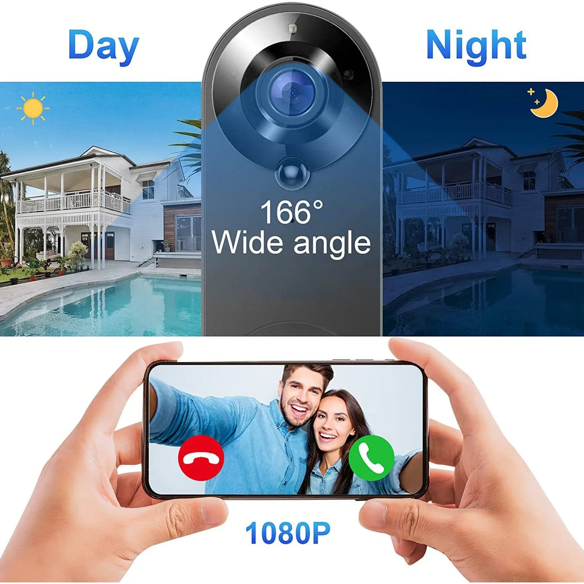 1080P Video Doorbell Camera Cordless Tuya Smart Household Doorbell 2025 Night Vision Motion Detect Two Way Audio