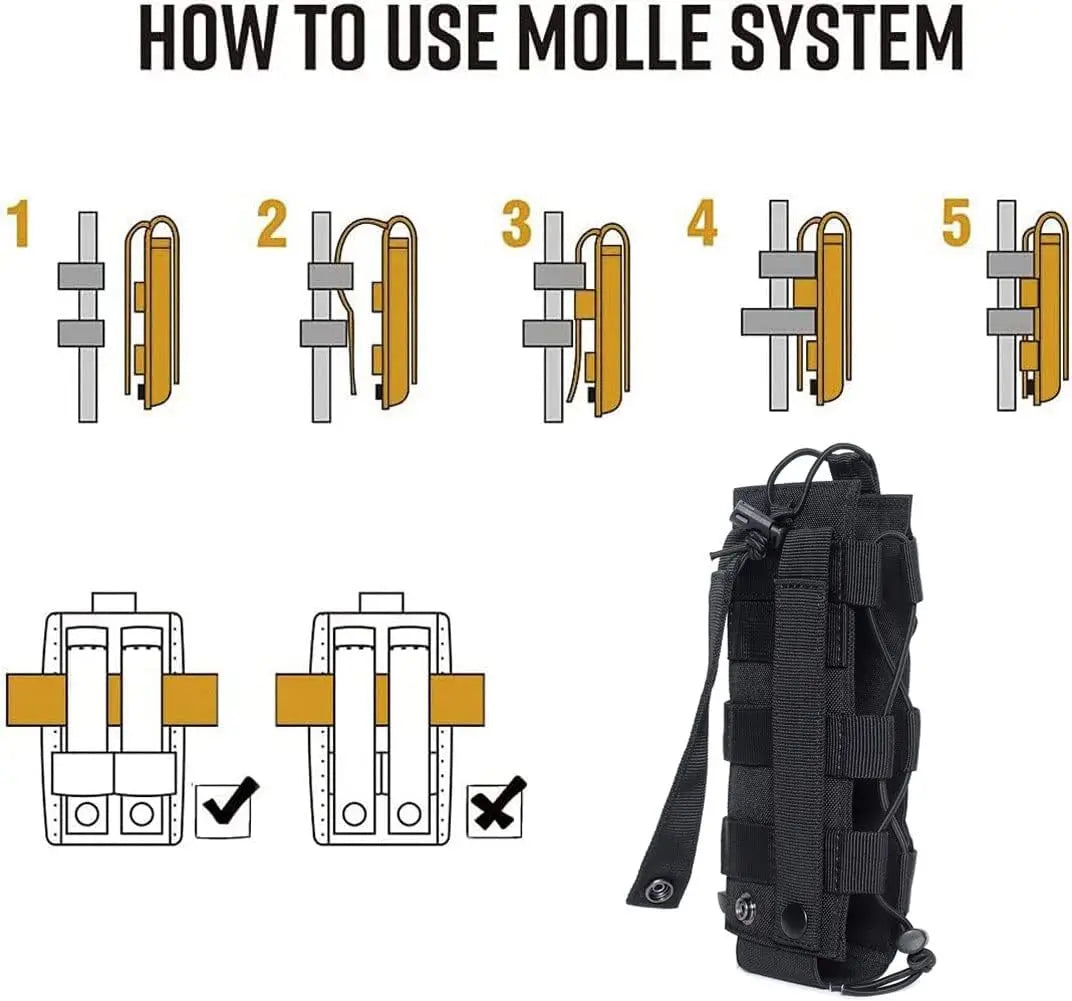 MOLLE Radio Pouch and Water Bottle Holder - Flexible 40 Oz Pouch for Backpack Fall 2025 Tactical Gear Accessory