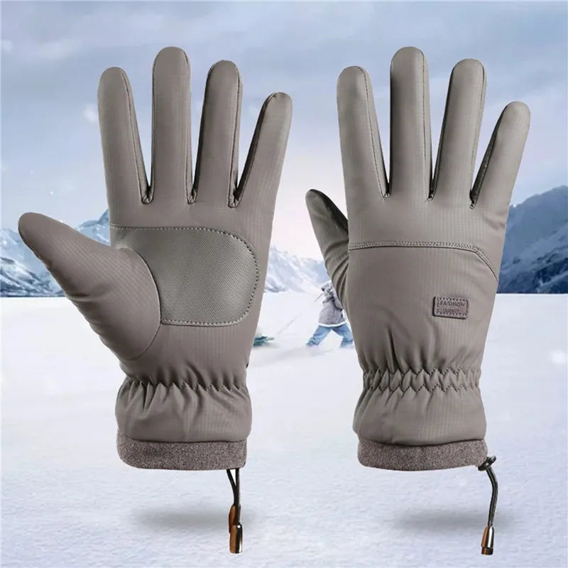 Winter Gloves Grey Thermal Ski Gloves Winter Essentials 2026 Touchscreen Compatible Windproof Water-Resistant Anti Slip